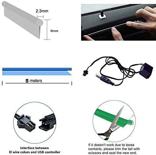 Automaze 5M El Wire Neon LED Light (Ice Blue)- USB Powered with Fuse Protection